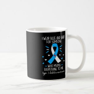 I Draag Blauw en Grijs Type 1 Diabetes Awareness D Koffiemok