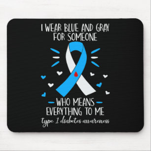 I Draag Blauw en Grijs Type 1 Diabetes Awareness D Muismat