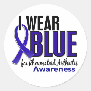 I Draag Blue Awareness 10 Reumatoïde Artritis RA Ronde Sticker