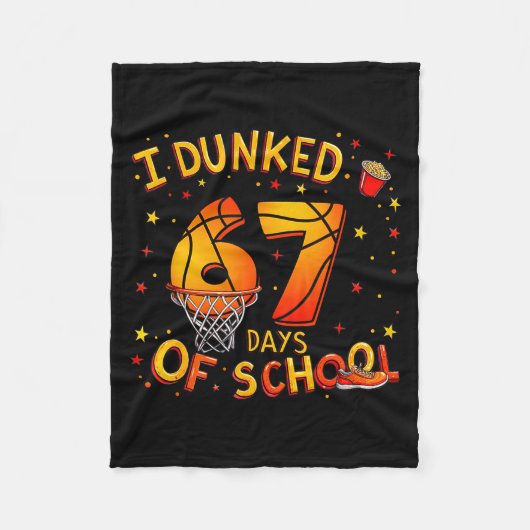 I Dunked 67 Days Of School Basketball Boys Kids  Fleece Deken (Voorkant)