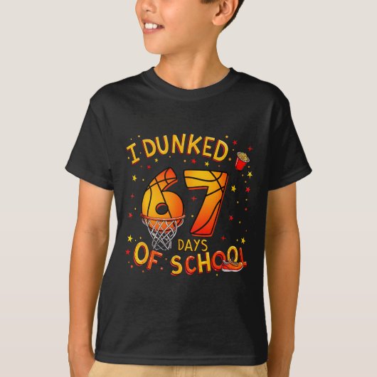 I Dunked 67 Days Of School Basketball Boys Kids T-shirt (Voorkant)