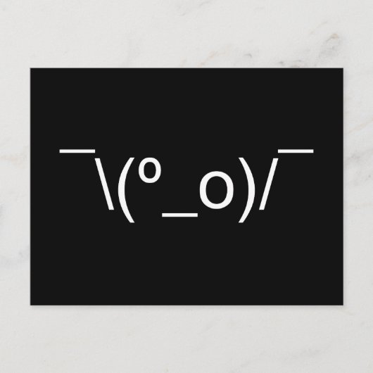 I Dunno LOL' NB\(º_o) / Emoticon Japans Kaomoji Briefkaart (Voorkant)