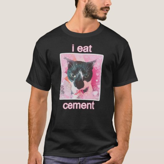 I Eat Cement Cat T-shirt (Voorkant)