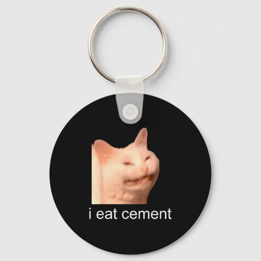 I Eat Cement Cursed Cat Funny Oddly Specific Meme Sleutelhanger (Voorkant)