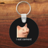 I Eat Cement Cursed Cat Funny Oddly Specific Meme Sleutelhanger (Voorkant)
