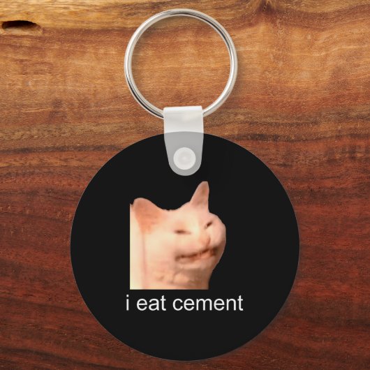 I Eat Cement Cursed Cat Funny Oddly Specific Meme Sleutelhanger (Voorkant)