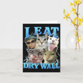 I Eat Dry Wall Funny Cat Meme  Kaart (Gele Bloem)