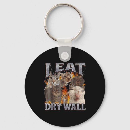 I Eat Drywall Funny Cat Meme Bootleg Graphic  Sleutelhanger (Voorkant)
