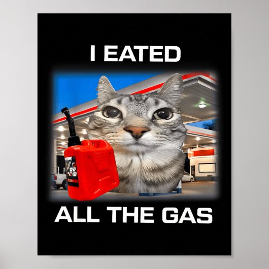 I Eated All The Gas Funny Silly Staring Cat Meme G Poster (Voorkant)