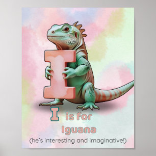 I est pour Iguane – Affiche de maternelle alphabét
