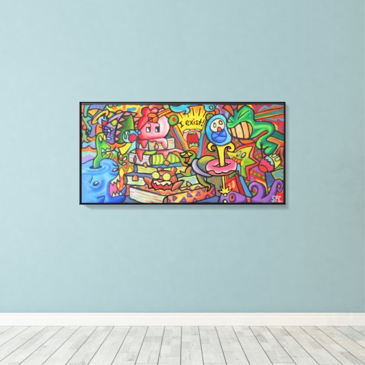 I Exist By Squid Fear City (2.5) Canvas Afdruk (Insitu (Houten vloer))