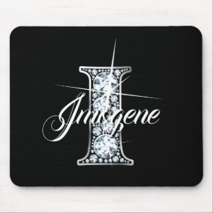 I Faux Diamond Bling Monogram Muismat
