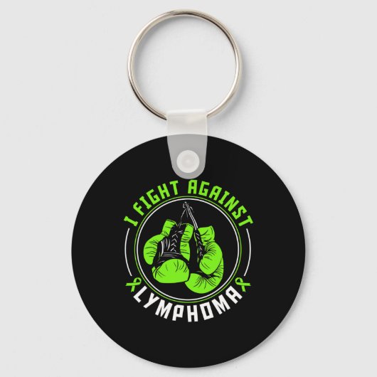I Fight Lymphoma Awareness Support Boxing Gloves Sleutelhanger (Voorkant)