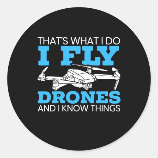 I Fly Drones Ronde Sticker (Voorkant)