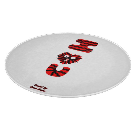 I Fuzzy U ronde glazen snijplank (30,4 cm) (Hoek)