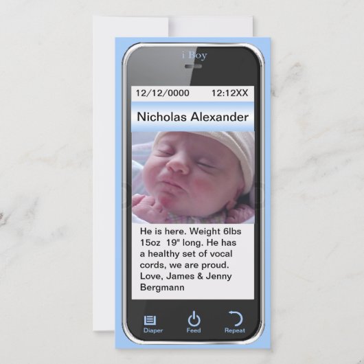 i Gary Faire-part de naissance moderne (Devant)