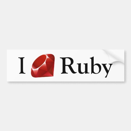I Gem Ruby (wit) Bumpersticker (Voorkant)