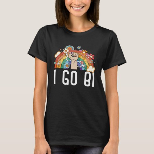 I Go Bi Bisexual Rainbow Pride March Bisexuality L T-shirt (Voorkant)