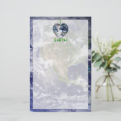 I Hart Aarde (I ♥ Aarde) met Aarde Trimmen Briefpapier (Staand voorkant)