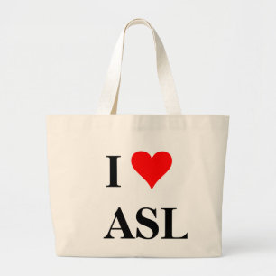 I (hart) ASL Grote Tote Bag
