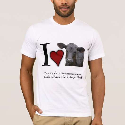 I hart Black Angus Beef T-shirt (Voorkant)