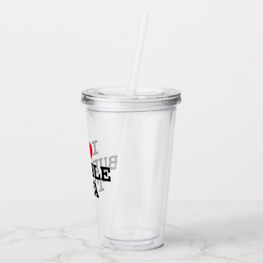 I hart Bubble Thee transparante Acryl Tumbler Cup Acryl Drinkbeker (Achterkant)