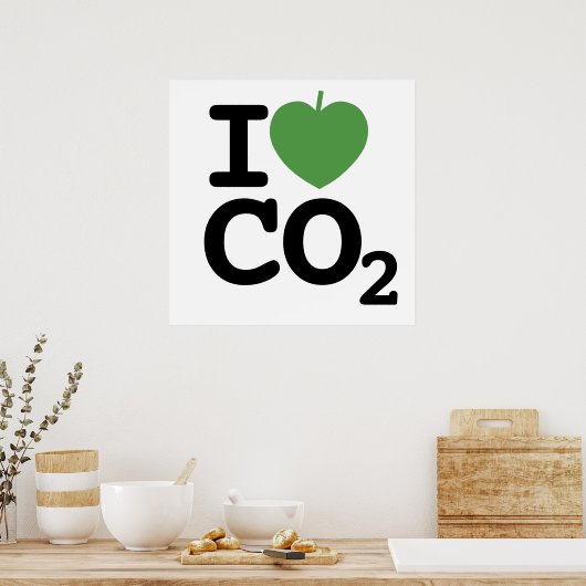I hart CO2 - I blad kooldioxide Poster (Keuken)