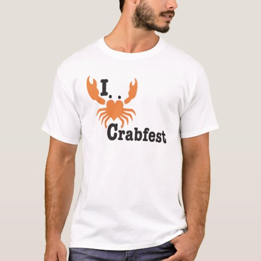 I Hart Crabfest Oranje Diagonaal T-shirt (Voorkant)