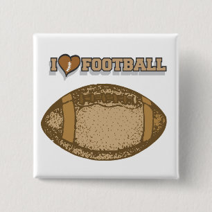 I Hart Football T-shirts en geschenken Vierkante Button 5,1 Cm