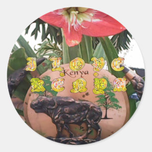 I (Hart) Kenia Buffalo Patch/Print Ronde Sticker