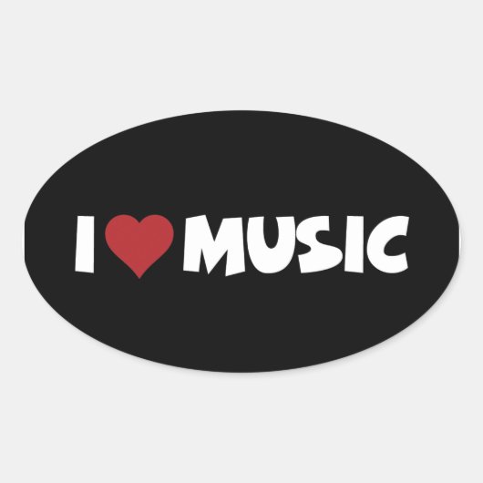 I [Hart] Muziek ticker Ovale Sticker (Voorkant)