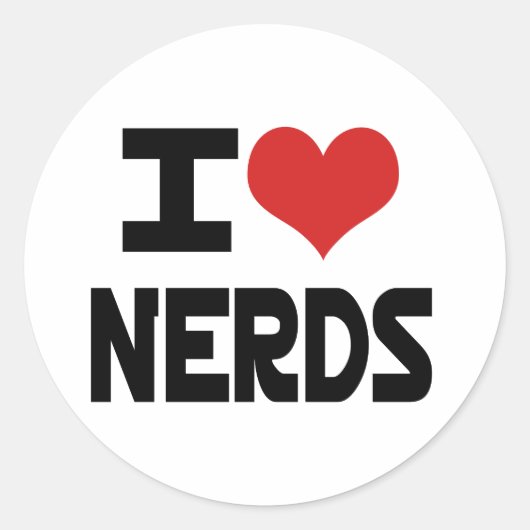 I hart Nerds Ronde Sticker (Voorkant)