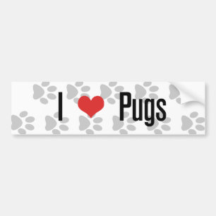I (hart) Pugs Bumpersticker