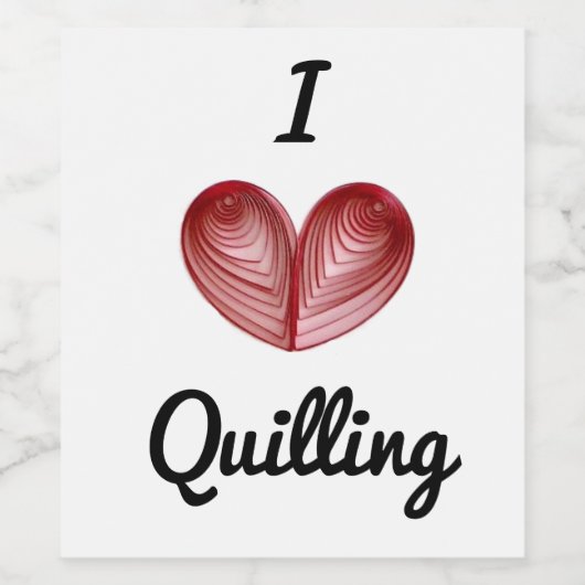 I (hart) Quilling, Beverage fleslabels (set 6) Wijn Etiket (Enkel label)