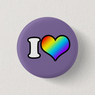I (Hart) Regenboog Ronde Button 3,2 Cm