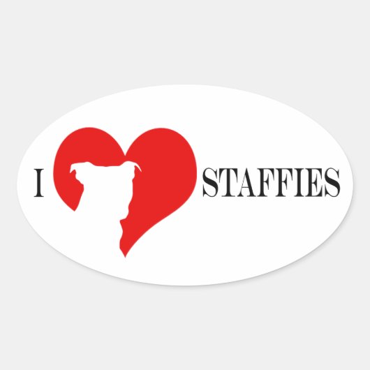 i hart Staffies - Ovale Stickers (Voorkant)