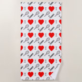 I hart tennis-patroon strandlaken (Voorkant)