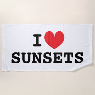 I hart zonsondergangen wit strand handdoek cadeau