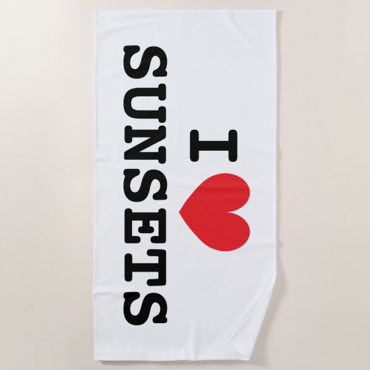I hart zonsondergangen wit strand handdoek cadeau (Voorkant)