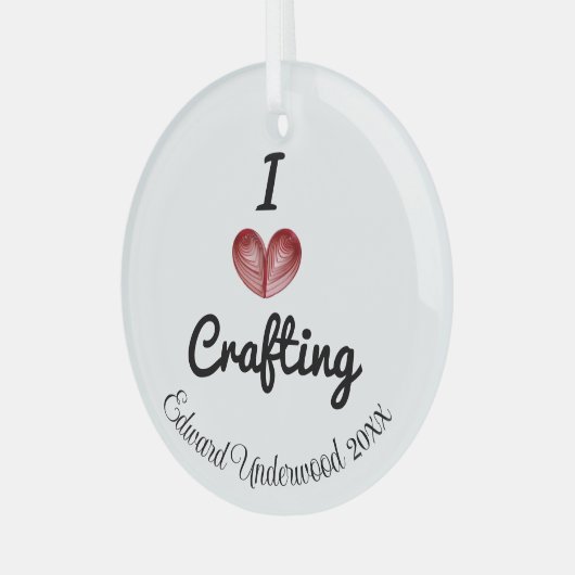  'I hartkrafting' Keepomwille Glas Ornament (Voorkant links)