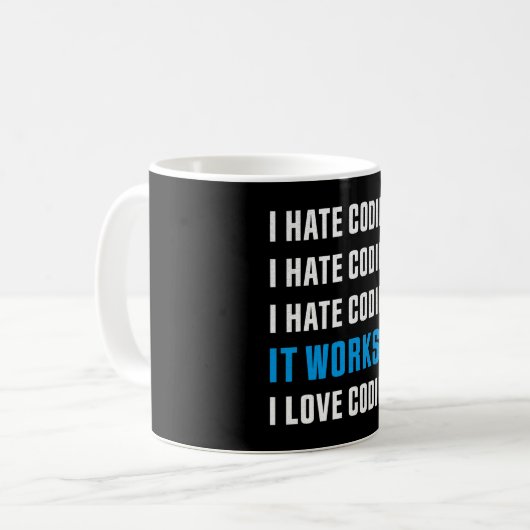 I Hate Coding Funny Gift for Programmer Koffiemok (Voorkant links)
