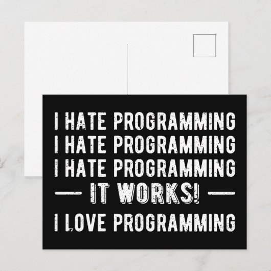 I Hate Programming - Funny Programmer II Briefkaart (Voorkant / Achterkant)