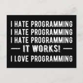 I Hate Programming - Funny Programmer II Briefkaart (Voorkant)
