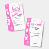 I Have Autism ID Personalized Autistic ID Badge (Recto et verso)