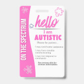 I Have Autism ID Personalized Autistic ID Badge (Face)