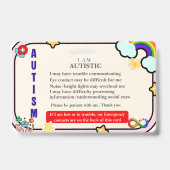 I Have Autism ID Personalized Autistic Name Badge (Voorkant)