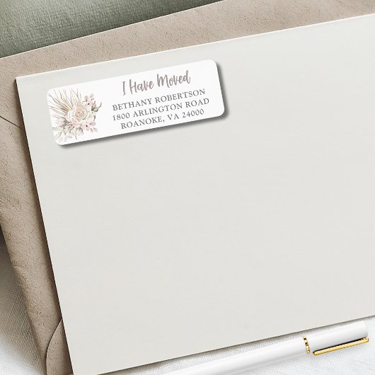 I Have Moved Boho Floral Return Address Etiket