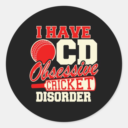 I Have Ocd Obsessive Cricket Disorder  Ronde Sticker (Voorkant)
