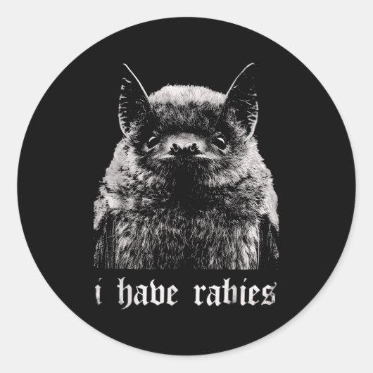 I Have Rabies Funny Bat  Ronde Sticker (Voorkant)