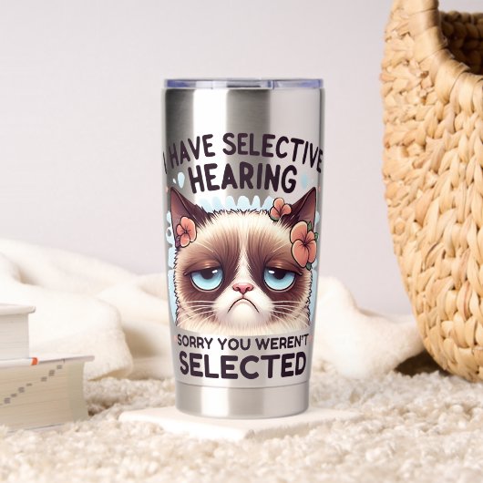 I Have Selective Hearing Funny Cat Lover Gift Geïsoleerde Drinkbeker (Woonkamer (Gedraaid) )